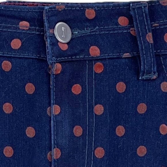 PILCRO & The LETTERPRESS dark navy stretch denim skirt w/ fuzzy polka dots SZ 28 - Picture 5 of 14